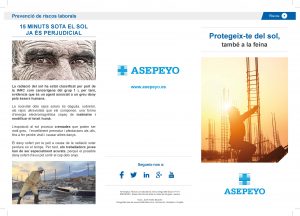 Tríptic d'Asepeyo d'ajuda a empreses per a establir un programa de mesures de protecció contra el sol durant el treball